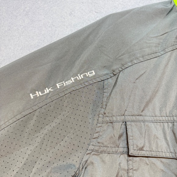 Huk Fishing Shirt Mens XL Gray Long Sleeve Ventilated Button Down Performance - Picture 11 of 13